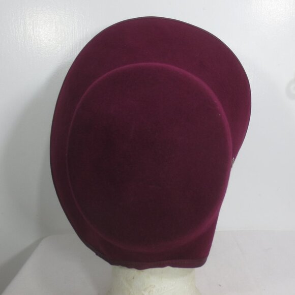 1860s Bonnet Hat Form Vintage Victorian Burgundy Wool Felt Costume Women\'s OSM main image 7